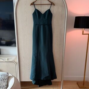 Amsale Hunter Green Bridesmaid Dress
